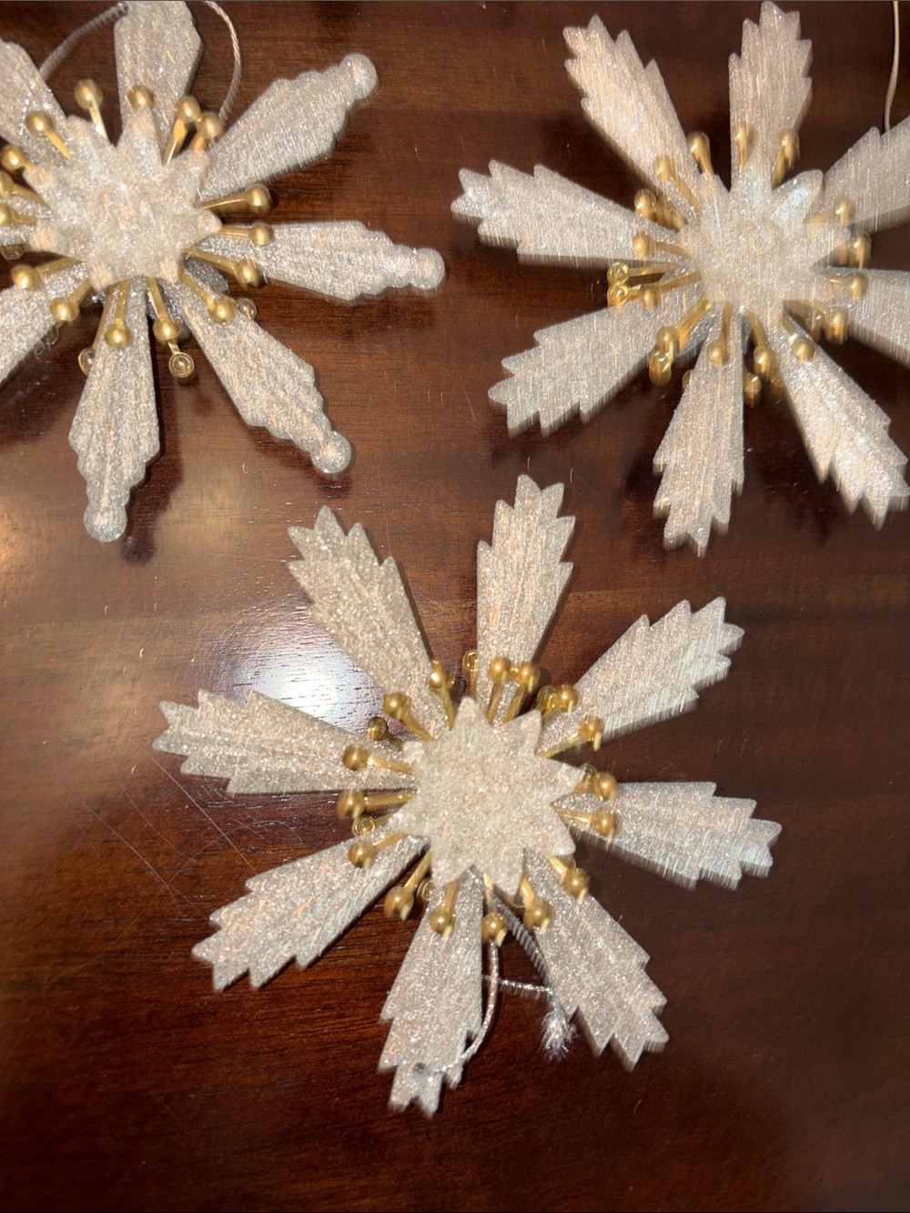 Set of 5 plastic poinsettia ornaments